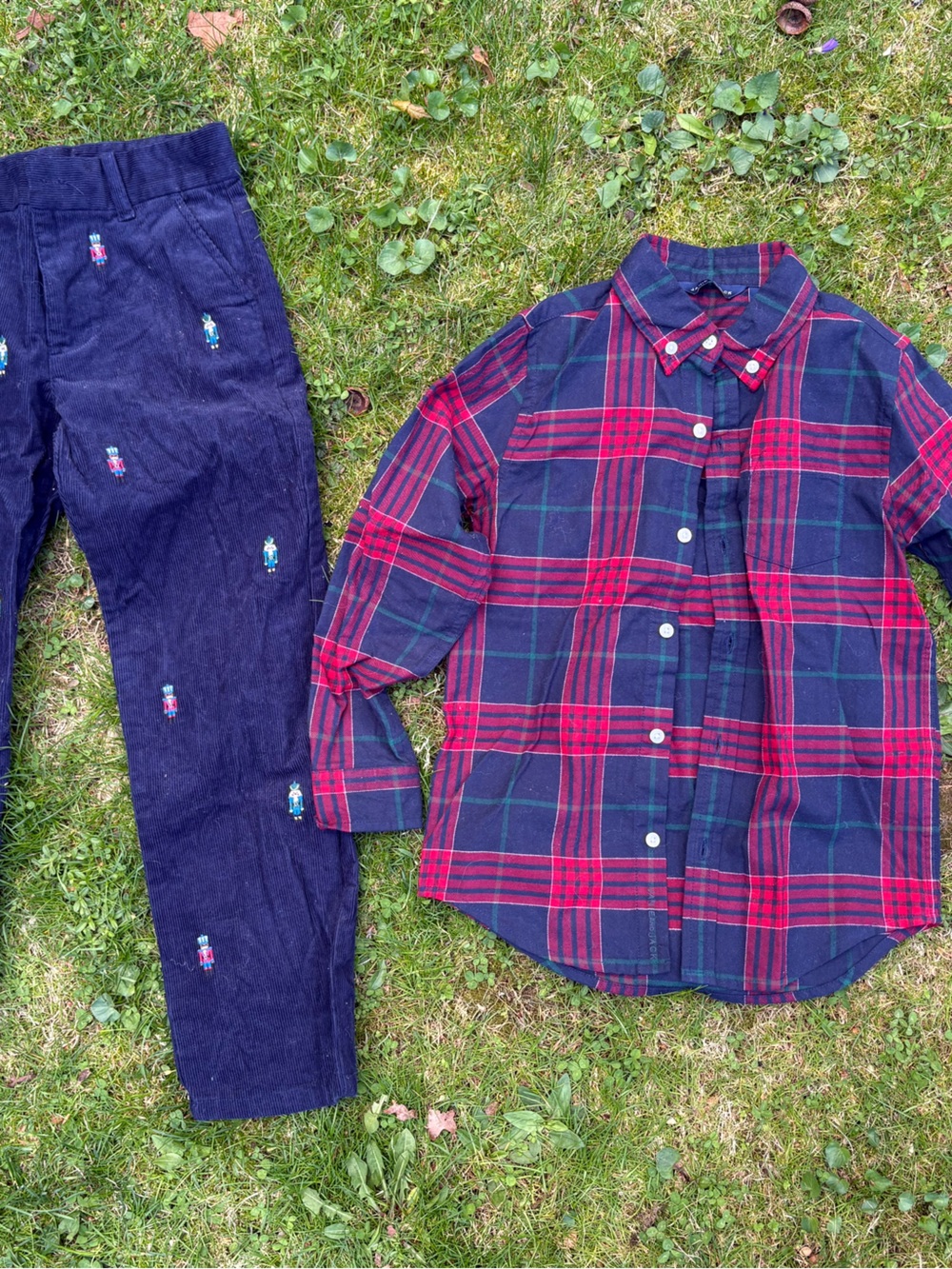 Janie and Jack Red and Navy Plaid Button-Down Shirt